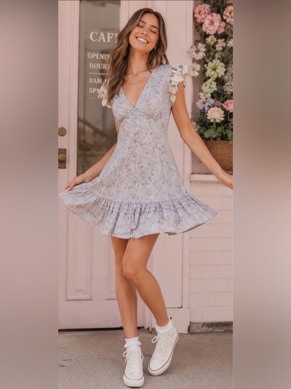 LoveShackFancy Arthur Mini Dress in Baby Blue Skies Size 2 Coquette Feminine - Picture 3 of 9